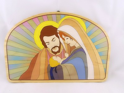 Quadro in legno sacra famiglia 40x27 cm