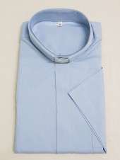 CAMICIA FILO CELESTE MAN. CORT. TG. 40