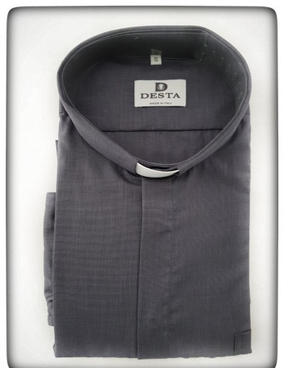 CAMICIA CLERGY FILO COT. 100% MAN. LUNG. GRIGIA TG. 45