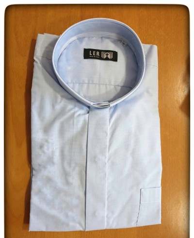 CAMICIA FILO COTONE MAN. LUNG. CELESTE TG. 45