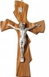 CROCE IN ULIVO STILIZZATA CON CRISTO MET. CM.34