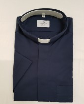 CAMICIA CLERGY POL. 65% COT. 35% MAN. CORT. BLU TG. 40