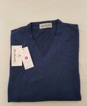 MAGLIA COLLO V BLU MAN. LUNG. TG. XL