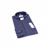 CAMICIA CLERGY POL. 65% COT. 35% MAN. LUNG. BLU TG. 40