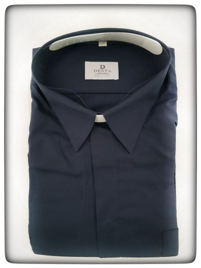 CAMICIA BORGHESE COTONE BLU MAN. LUNG. TG. 44