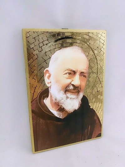 QUADRETTO ORO MOSAICO PADRE PIO
