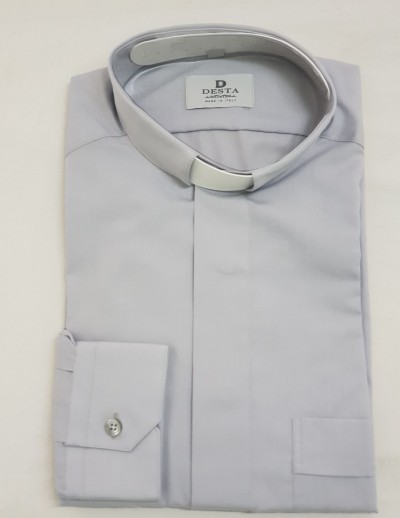 CAMICIA CLERGY COT. 100% MAN. LUNG. GRIGIO CHIARO TG. 44