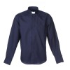 CAMICIA TINTA UNITA MISTO COT. MAN. LUNG. BLU TG. 40