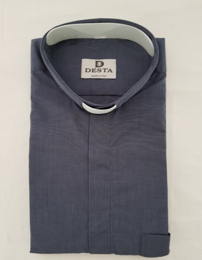 CAMICIA CLERGY FILE COTONE BLU MAN. CORT. TG.43