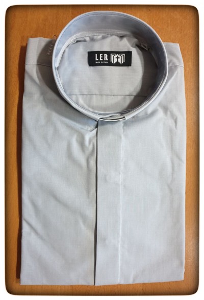 CAMICIA FILO COTONE MAN. LUNG. GRIGIO CHIARO TG. 44