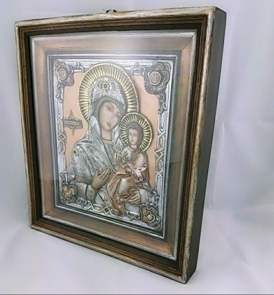 ICONA ARGENTO C/ CORNICE LEGNO