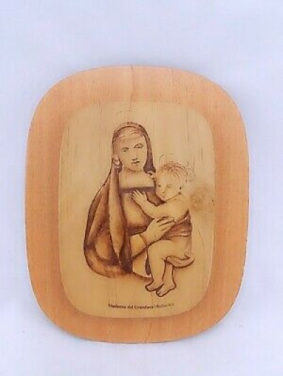 QUADRETTO MEDIO LEGNO MADONNA CON BAMBINO