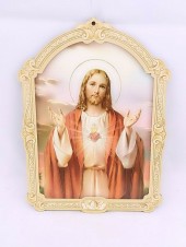 Quadretto Sacro Cuore di Ges&ugrave; 16x23 cm