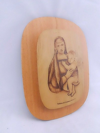 QUADRETTO MEDIO LEGNO MADONNA CON BAMBINO