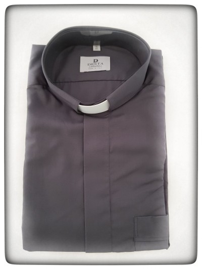 CAMICIA CLERGY COTONE GRIGIA MAN. LUNG. TG. 41