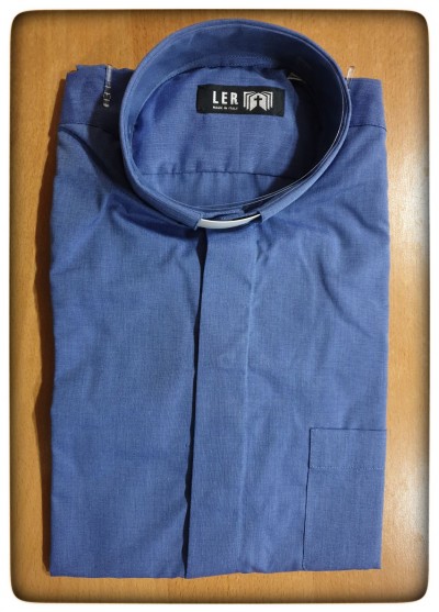 CAMICIA FILO COTONE MAN. LUNG. BLU VIOLETTO TG. 44