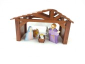 PRESEPE CON PERSONAGGI IN LEGNO COLORATO