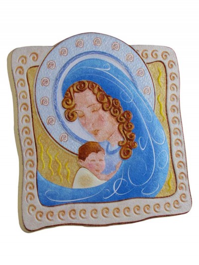 Icona &#34;Madonna con Ges&ugrave; Bambino&#34; per bambini - dimensioni 10,5x10 cm