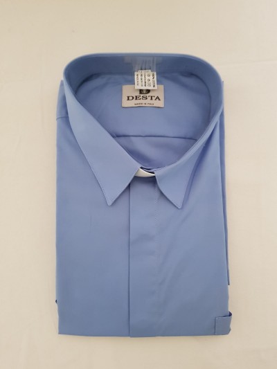 CAMICIA BORGHESE COT. 100% MAN. CORT. CELESTE TG. 44