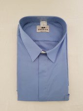 CAMICIA BORGHESE COT. 100% MAN. CORT. CELESTE TG. 44