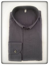 CAMICIA CLERGY FILO COTONE MAN. LUNG. GRIGIO SCURO TG. 40