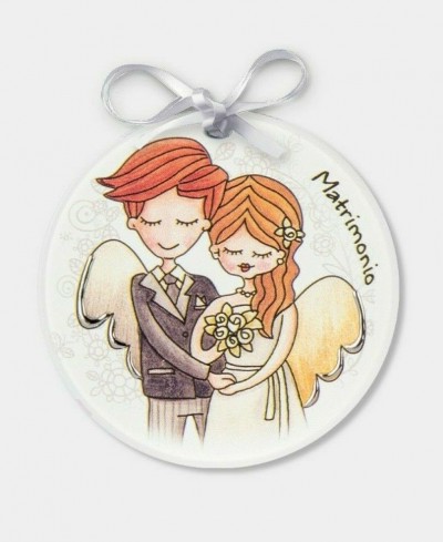 Quadretto tondo matrimonio d.8 cm