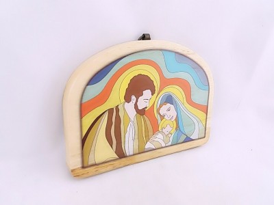 Quadro in legno sacra famiglia 18x13 cm